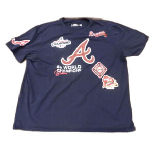 Pro Standard Navy Atlanta Braves World Championship T-Shirt Men's Size 3XL READ